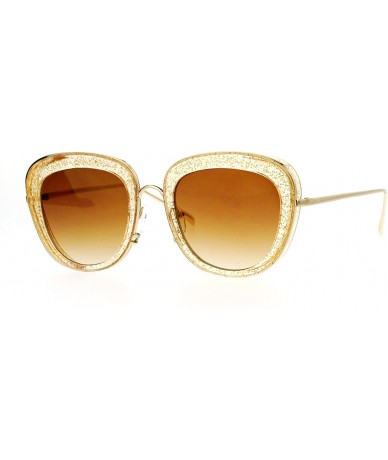 Butterfly Womens Double Frame Gel Glitter Plastic Butterfly Sunglasses - Gold - CZ12G7GVUC9 $12.56