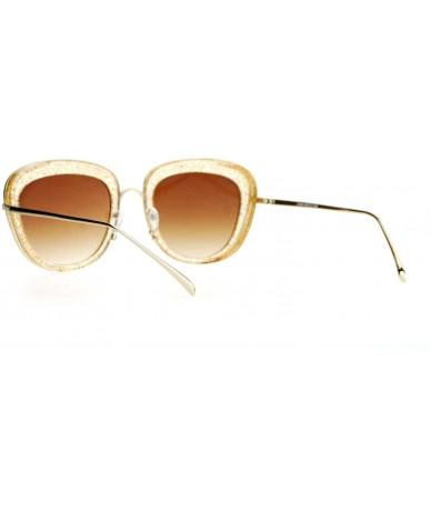 Butterfly Womens Double Frame Gel Glitter Plastic Butterfly Sunglasses - Gold - CZ12G7GVUC9 $12.56