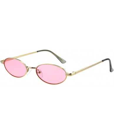 Oval Mens Narrow Oval Metal Rim Classic Pimp Sunglasses - Gold Pink - CM18GGIWIN4 $9.60