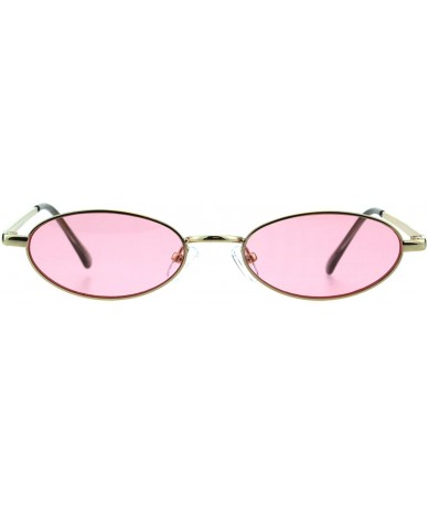 Oval Mens Narrow Oval Metal Rim Classic Pimp Sunglasses - Gold Pink - CM18GGIWIN4 $9.60