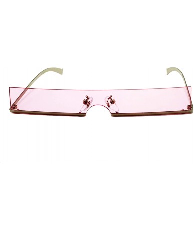 Rimless Rectangular Sunglasses Mono Lens Women Semi Rimless Sunglass for Men EC55705 - Silver Frame/Pink Lens - C218MC8OISZ $...