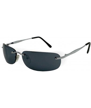 Round Secret Agent Sunglasses - Rimless Matrix Smith Brown Jones - Rectangle Dark Lens - Silver - CX18ZQ3932I $10.18