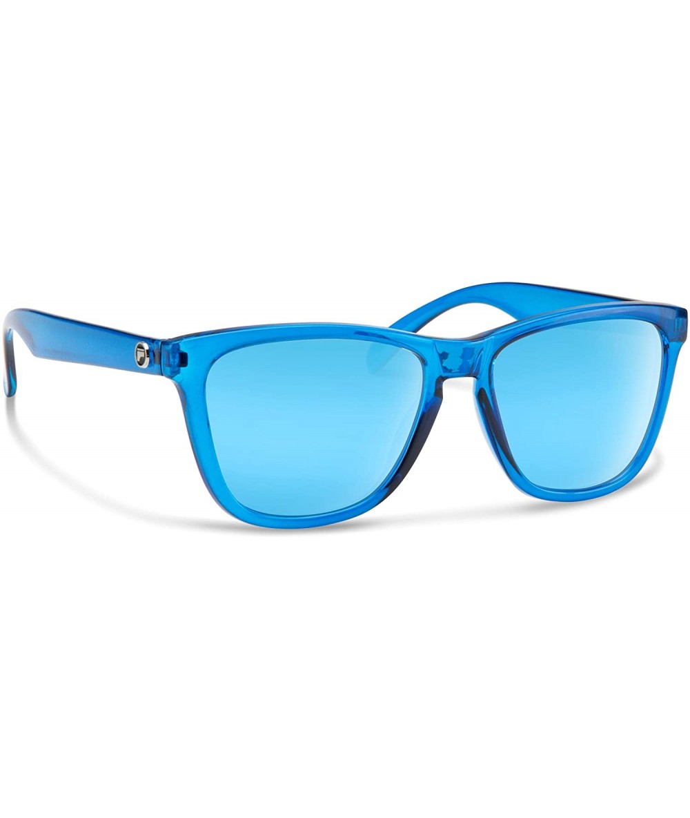 Square Jan Sunglass with Black/Gray Polarized Polycarbonate Lenses - Lite Blue / Light Blue Mirror - CO18QXZUSEU $13.37