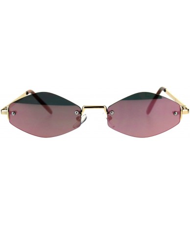 Rimless Mens Diamond Hippie Pimp Rimless Metal Color Mirror Lens Sunglasses - Gold Pink - CL18CGNRYC3 $26.42