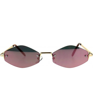 Rimless Mens Diamond Hippie Pimp Rimless Metal Color Mirror Lens Sunglasses - Gold Pink - CL18CGNRYC3 $12.27