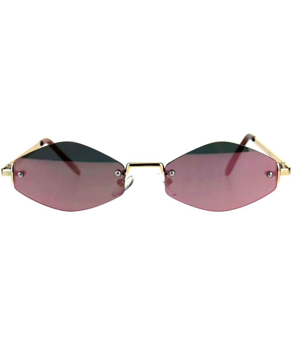 Rimless Mens Diamond Hippie Pimp Rimless Metal Color Mirror Lens Sunglasses - Gold Pink - CL18CGNRYC3 $12.27