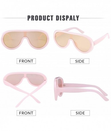 Square Oversized Sunglasses for Women Shades Flat Lenses One Piece Frame Glasses - Pink Frame Light Brown Lens - CT18TEC3OHX ...