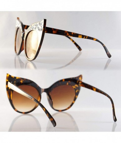 Cat Eye Cat-Eye Batman Mask Top Metal Star Decorated Sunglasses A284 - Tortoise Brown - C118U6LZ5WU $9.91