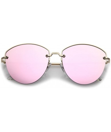 Semi-rimless Modern Metal Nose Bridge Mirrored Flat Lens Semi-Rimless Sunglasses 60mm - Gold / Pink Mirror - CR1829ZEDLW $24.53