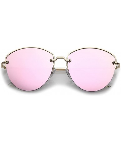 Semi-rimless Modern Metal Nose Bridge Mirrored Flat Lens Semi-Rimless Sunglasses 60mm - Gold / Pink Mirror - CR1829ZEDLW $12.54