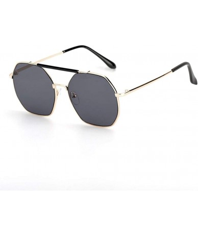 Aviator 2019 new sunglasses - double beam polygonal metal frame glasses - ladies sunglasses - D - CJ18SHH6X6D $41.42