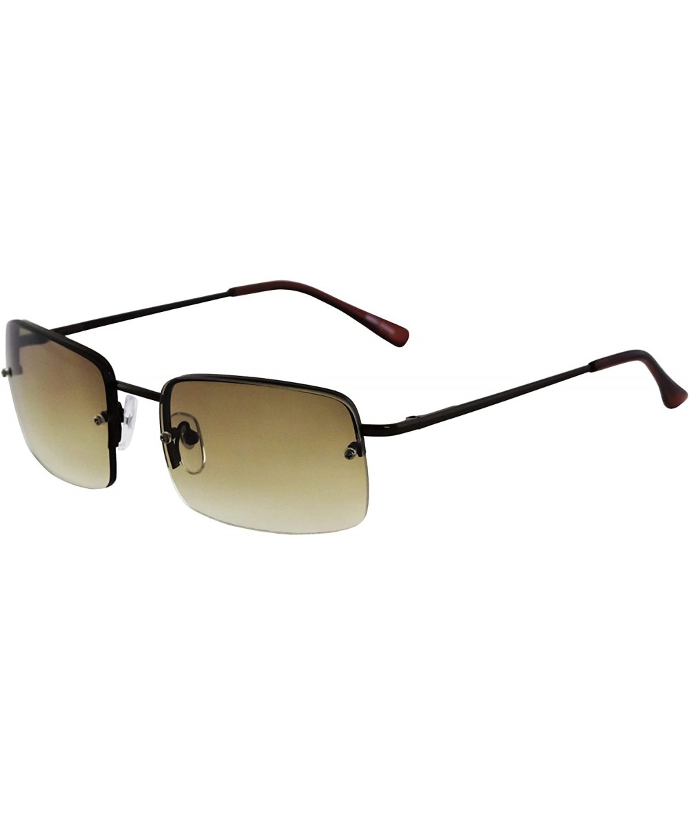 Oval Minimalist Medium Rectangular Sunglasses Clear Eyewear Spring Hinge - Copper/Brown - CK195MTLU37 $10.99