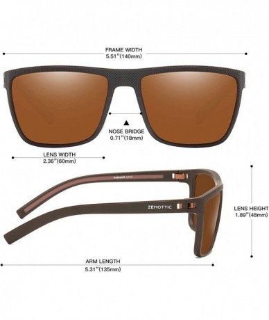 Square Polarized Sunglasses for Men Lightweight TR90 Frame UV400 Protection Square Sun Glasses - CK18EZ5YKXO $59.80