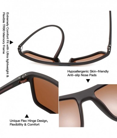 Square Polarized Sunglasses for Men Lightweight TR90 Frame UV400 Protection Square Sun Glasses - CK18EZ5YKXO $59.80