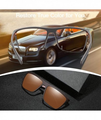 Square Polarized Sunglasses for Men Lightweight TR90 Frame UV400 Protection Square Sun Glasses - CK18EZ5YKXO $34.17