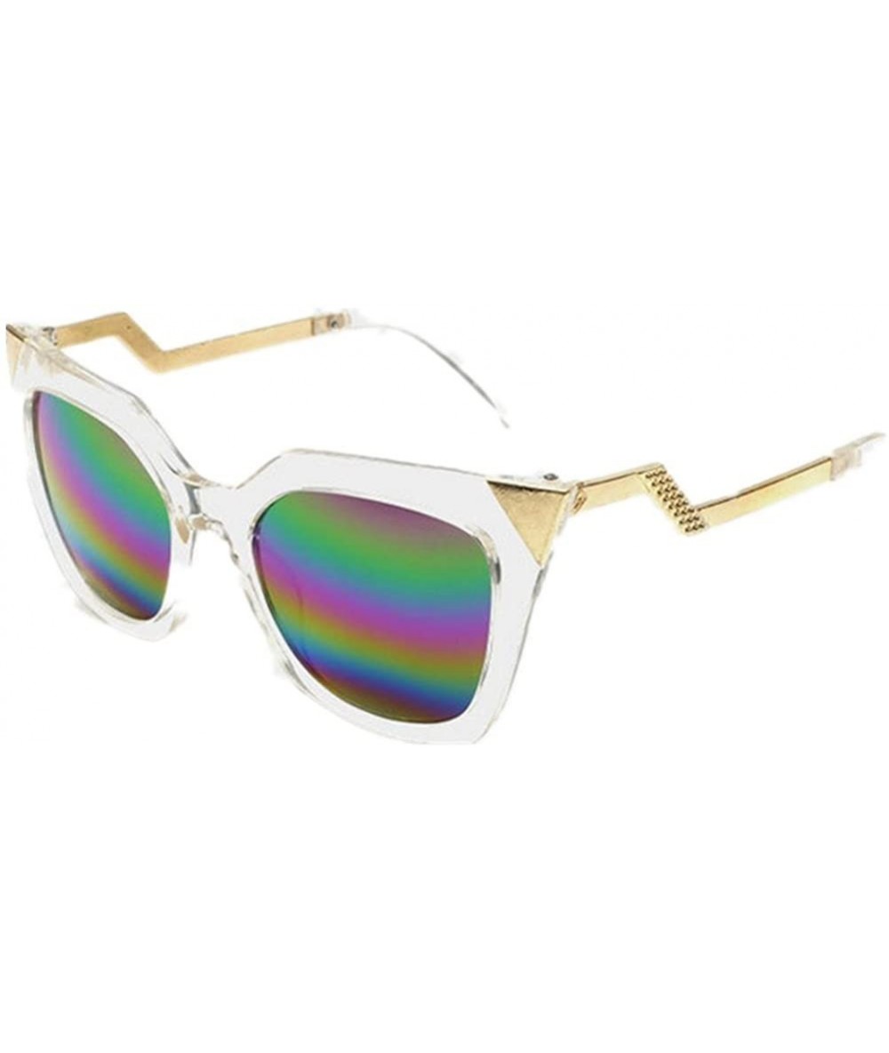 Goggle Women's Metal Triangle Cat's Eye Sunglasses Personality Style Sunglasses - Multicolored - CO11ZSI9RCN $10.39
