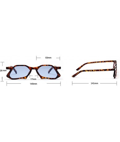 Square Vintage Polygon Sunglasses Men High Fashion Sun Glasses for Ladies Unisex Gift - Leopard With Blue - CB18HDWK3W7 $10.26