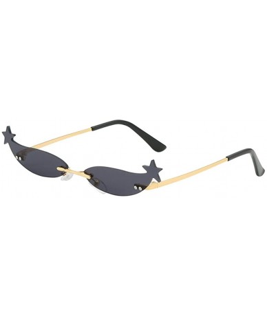 Rimless UV Protection Sunglasses for Women Men Rimless frame Cat-Eye Shaped Acrylic Lens Plastic Frame Sunglass - B - C51902X...