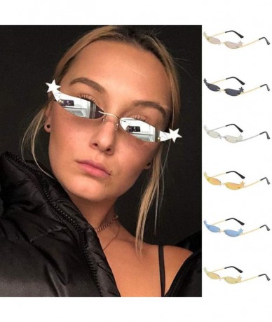 Rimless UV Protection Sunglasses for Women Men Rimless frame Cat-Eye Shaped Acrylic Lens Plastic Frame Sunglass - B - C51902X...
