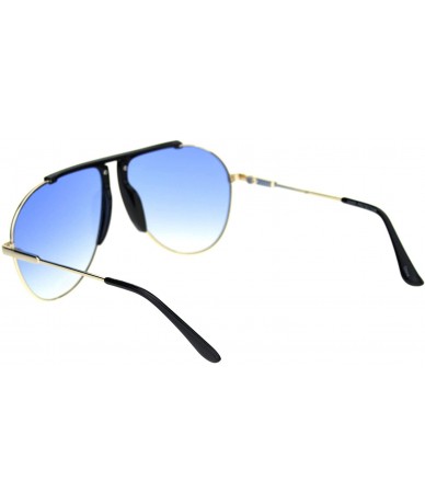 Aviator Racer Aviator Sunglasses Vintage Unisex Fashion Gradient Color Lens Spring Hinge - Black Gold (Blue) - CG18A554UEI $1...