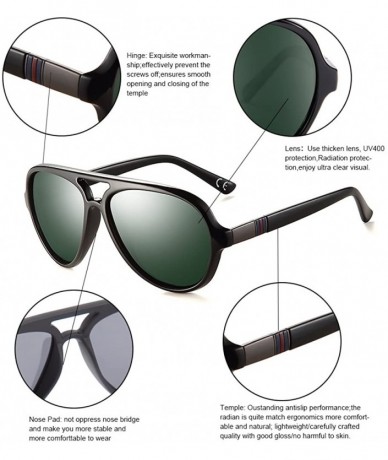 Aviator Aviator Twin-Beams Polarized Lightweight Sunglasses Plastic Oval Classic Double Bridge Frame For Men - C4186HIXDAY $1...