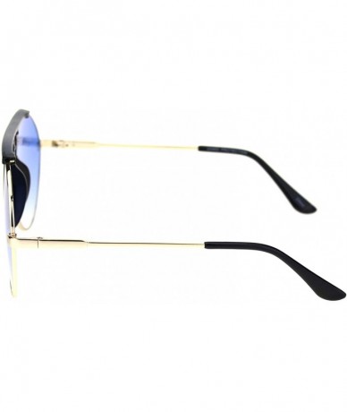 Aviator Racer Aviator Sunglasses Vintage Unisex Fashion Gradient Color Lens Spring Hinge - Black Gold (Blue) - CG18A554UEI $2...
