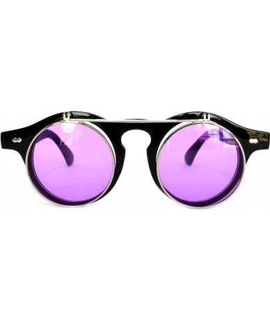 Round Steampunk Vintage Retro Round Circle Gothic Hippie Colored Plastic Frame Sunglasses Colored Lens - C8183KIO477 $14.55