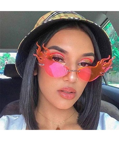 Rimless Fire Flame Sunglasses for Women Men Rimless Sun Glasses Eyewear Luxury Trending Wide Side Party Sunglasses - CP198XX3...