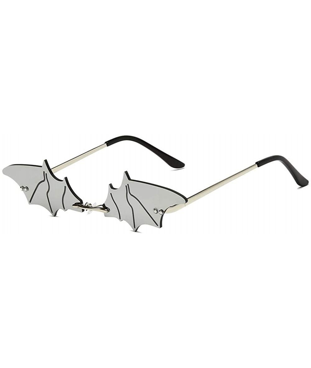 Rimless Bat Sunglasses for Women Rimless Sun Glasses Eyewear Shades - Silver Lens - CQ190398RA6 $26.69