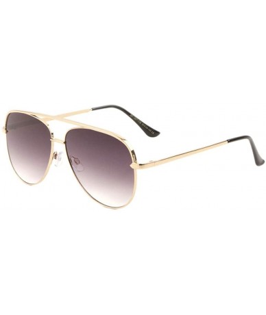Aviator Color Mirror Flat Frame & Temple Modern Round Aviator Sunglasses - Smoke Gold - C6190ET73KQ $27.72