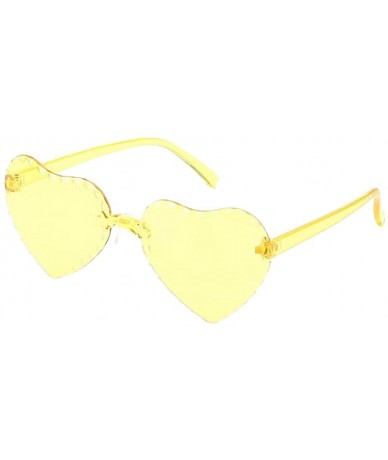 Wrap Heart Shape Sunglasses Transparent Rimless Candy Color Glasses Frameless Love Eyewear Sunglasses UV400 Sunglass - CF1907...