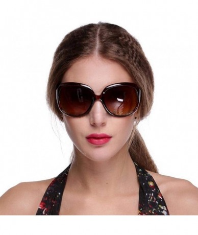 Oval Women Retro Style Anti-UV Sunglasses Big Frame Fashion Sunglasses Sunglasses - Black - CP18R6XSY9T $11.39