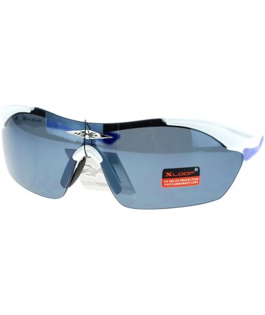 Wrap Xloop Sports Sunglasses Half Rim Rubber Nose/Temple Wrap Around UV 400 - White Blue - CM126UDOEI1 $12.33