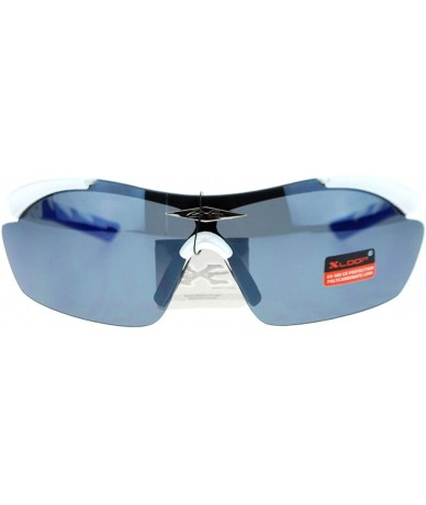 Wrap Xloop Sports Sunglasses Half Rim Rubber Nose/Temple Wrap Around UV 400 - White Blue - CM126UDOEI1 $12.33