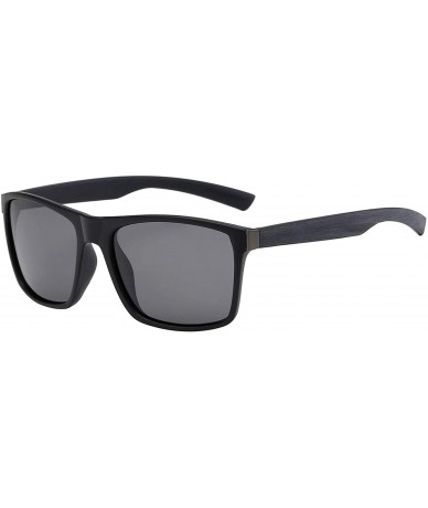 Oversized Mens Polarized Square Sunglasses American Classic Wood Grain Print Pouch - Grey / Smoke - CL18ULA8WZ2 $23.99