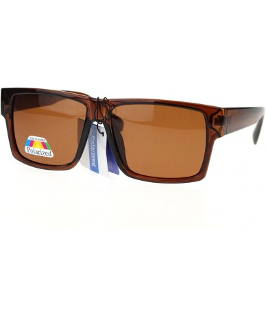 Square Polarized Lens Sunglasses Reduce Glare Classic Square Frame - Brown - C31867SA44G $12.67