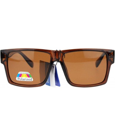Square Polarized Lens Sunglasses Reduce Glare Classic Square Frame - Brown - C31867SA44G $12.67