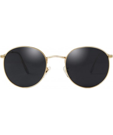 Round Retro Round Sunglasses Women Men Vintage Metal Frame Color Lens - Gold Frame Grey Lens - C7198R0C6CA $10.44