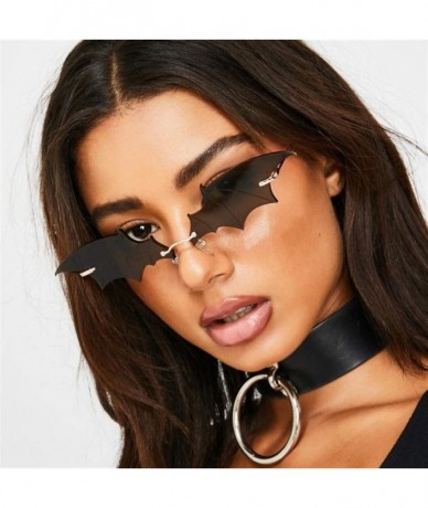 Rimless Bat Sunglasses for Women Rimless Sun Glasses Eyewear Shades - Silver Lens - CQ190398RA6 $24.15
