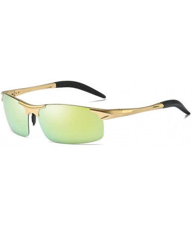 Semi-rimless Polarized Driving Sunglasses UV Protection Metal Lightweight Semi-Rimless Men's Glasses - C6 - C218KRCX3XD $41.11
