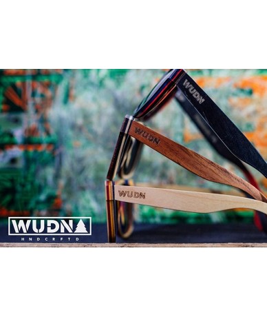 Oval Real Wood Polarized Sunglasses - Ebony Wood Retroshade With Blue Lenses - C41949Q3O0O $31.71