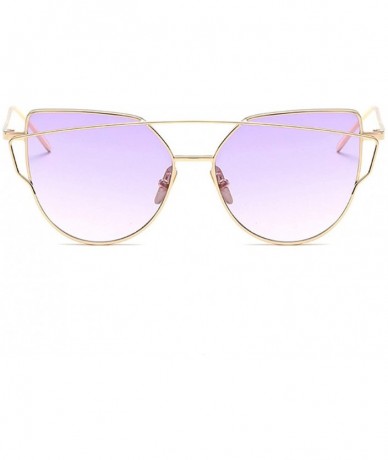 Oversized Sunglasses Women Luxury Cat eye Brand Design Mirror Flat Rose Gold Vintage Cateye sun glasses lady Eyewear - A2 - C...