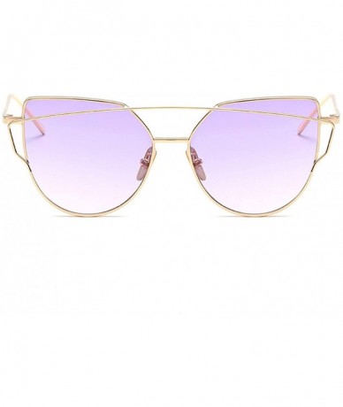 Oversized Sunglasses Women Luxury Cat eye Brand Design Mirror Flat Rose Gold Vintage Cateye sun glasses lady Eyewear - A2 - C...