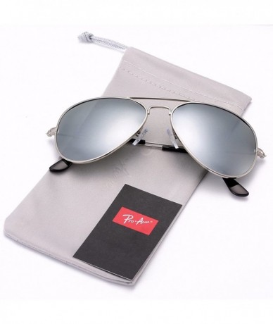 Wrap Classic Polarized Aviator Sunglasses for Men and Women UV400 Protection - Silver Frame/Silver Mirrored Lens - CC184DUXY4...