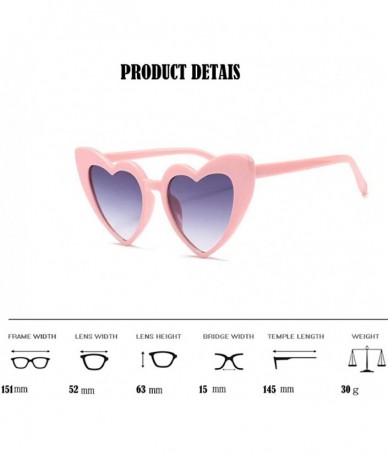 Goggle Love Heart Shaped Sunglasses for Women - Vintage Cat Eye Mod Style Retro Glasses - Pinkblack - CY18C2WD4LO $9.15