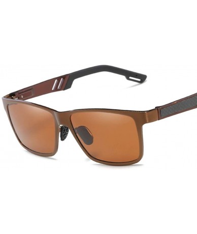 Rectangular Men Sunglasses Fashion Black Grey Drive Holiday Rectangle Polarized UV400 - Brown - C218R5SLIED $24.86