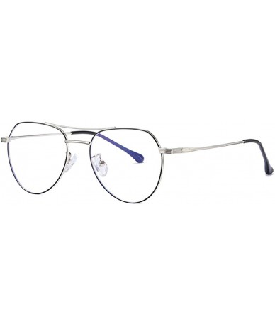 Round Blue Light metal Glasses Round Optical Eyewear women and men Non-prescription Eyeglasses Frame - Black Silver - CC18ZEH...