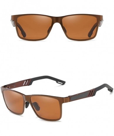 Rectangular Men Sunglasses Fashion Black Grey Drive Holiday Rectangle Polarized UV400 - Brown - C218R5SLIED $14.29
