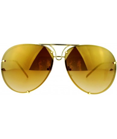 Aviator Rimless Retro Vintage Style Oversize Mirror Lens Pilot Sunglasses - Gold - CP12MAVN8L9 $13.36