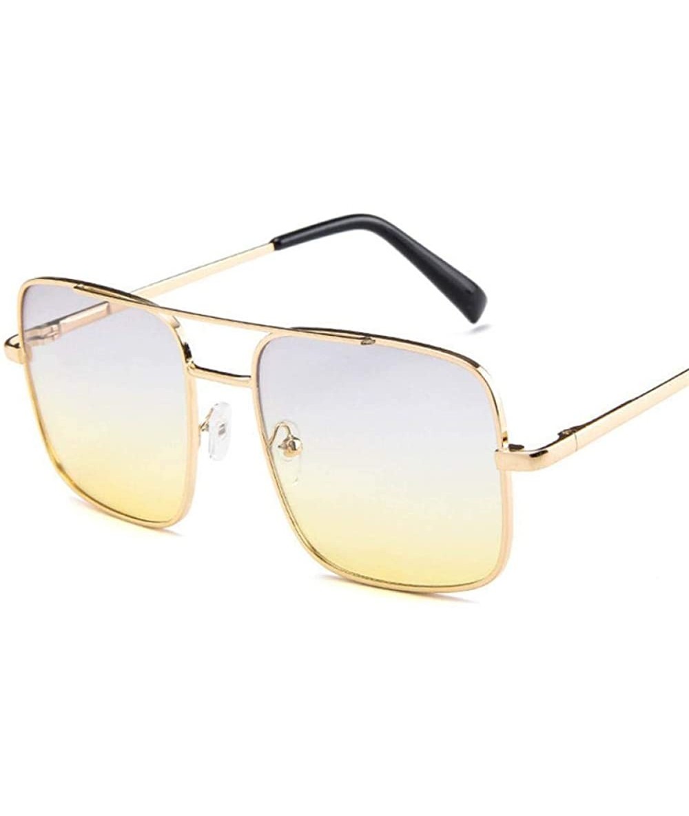 Square Fashion Square 2019 Sunglasses Men Oversize Driving Cool Sun Glasses Gold Clear - Gray Yellow - CA18YZU8R8W $20.58